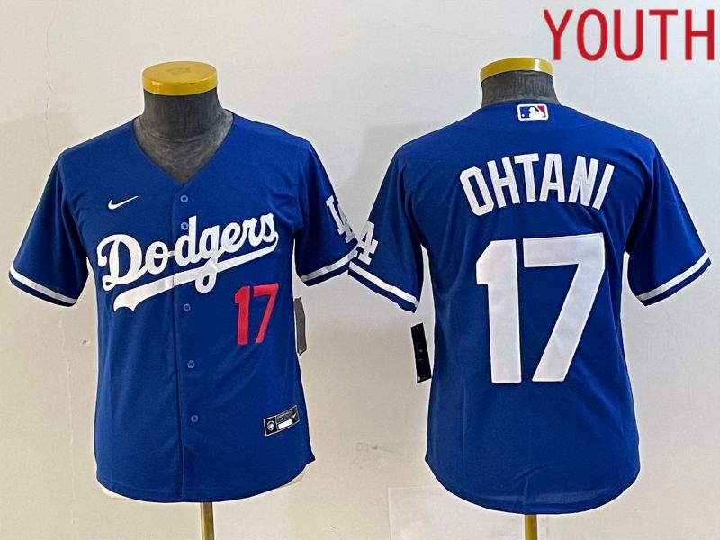 Youth Los Angeles Dodgers 17 Ohtani Blue Nike Game MLB Jersey style 1